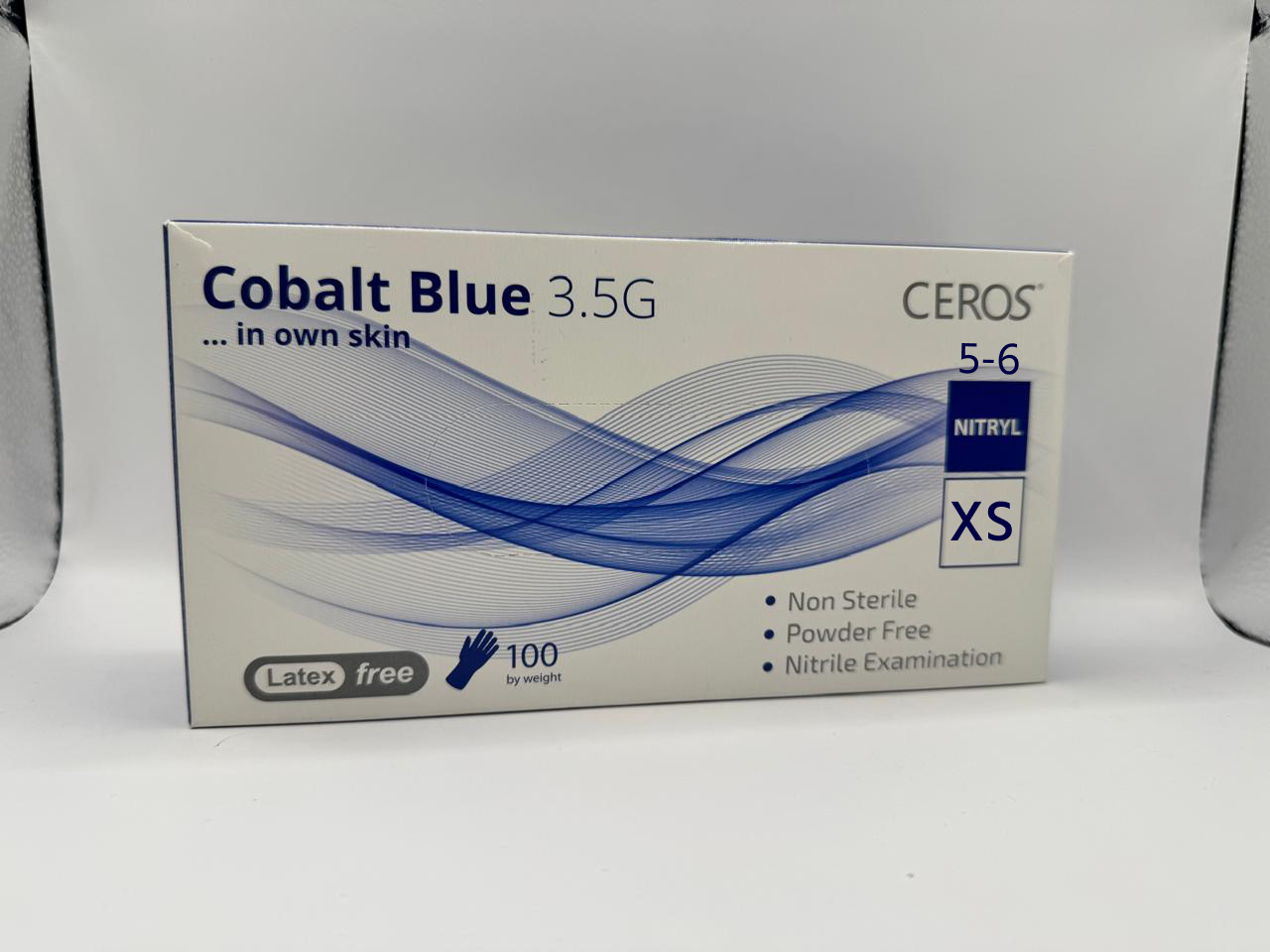 Рукавички нітрилові оглядові нестирильні неприпудрені СEROS Cobalt Blue 3.5 G,розмір XS